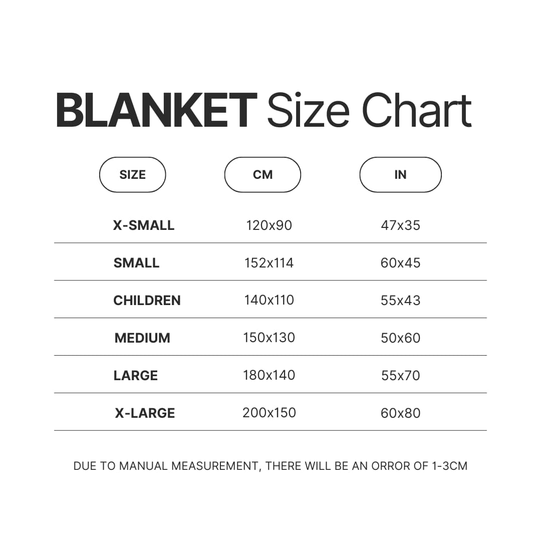 Blanket Size Chart - Smiling Friends Shop