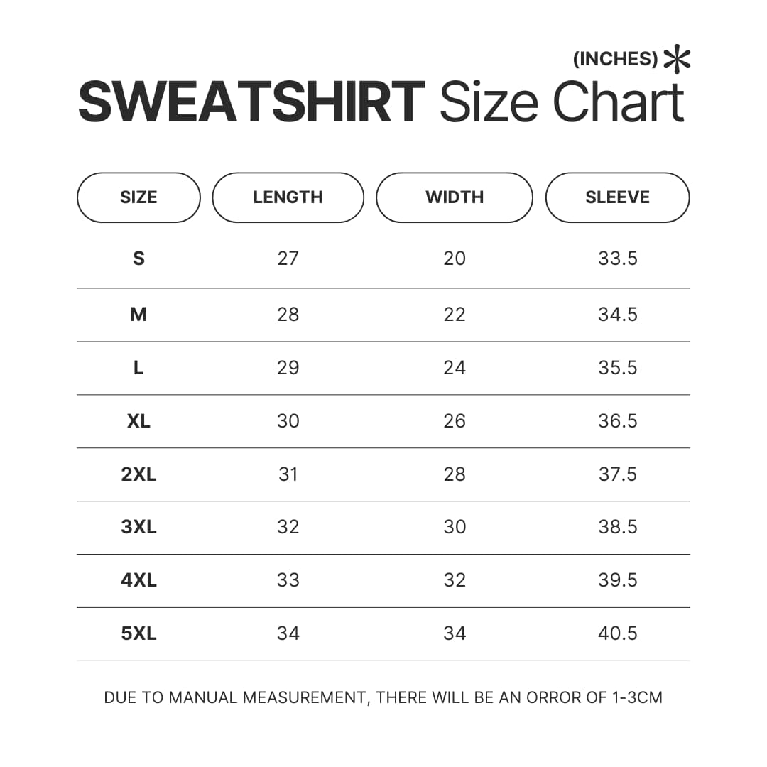 Sweatshirt Size Chart - Smiling Friends Shop