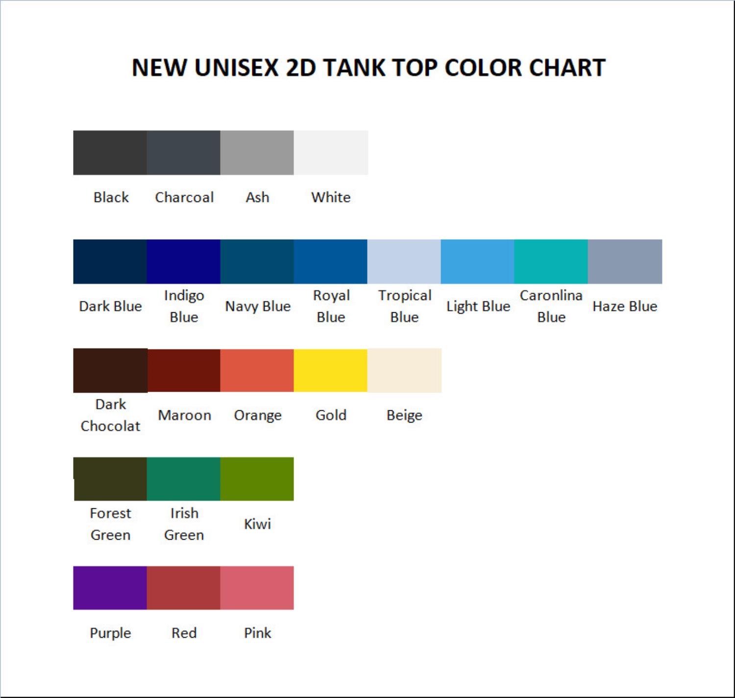 tank top color chart - Smiling Friends Shop